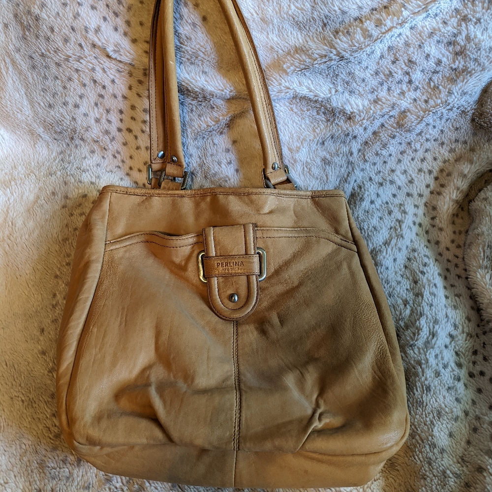 Perlina Leather Bucket Bag